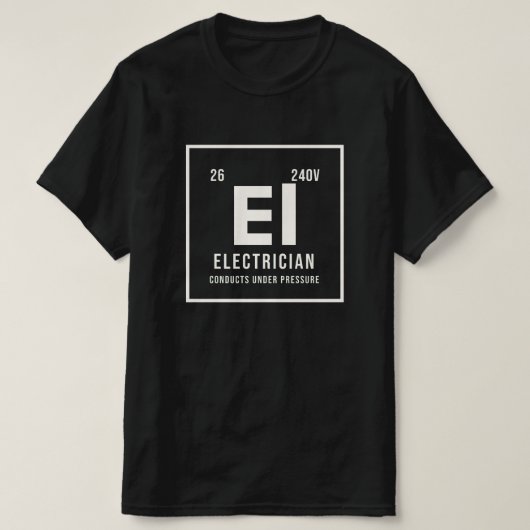 電気技師のための元素周期表ギフト Tシャツ (デザイン正面)