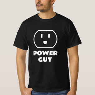 電気技師のための面白いTシャツ Power Guy コンセント Tシャツ