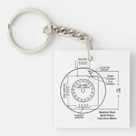 電気技師のキーチェーンとモーターダイアグラム キーホルダー