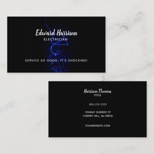 電気技師のスローガン名刺 名刺 (正面/裏面)