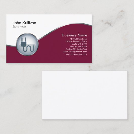 電気技師のトレードスキルエレクトリックエレガントプラグアイコン 名刺 (正面/裏面)