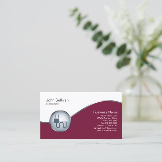 電気技師のトレードスキルエレクトリックエレガントプラグアイコン 名刺 (スタンド正面)