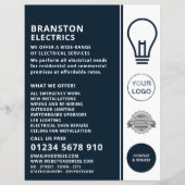 電気技師のブルーライトバルブデザイン広告 チラシ (正面)