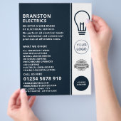 電気技師のブルーライトバルブデザイン広告 チラシ (手)