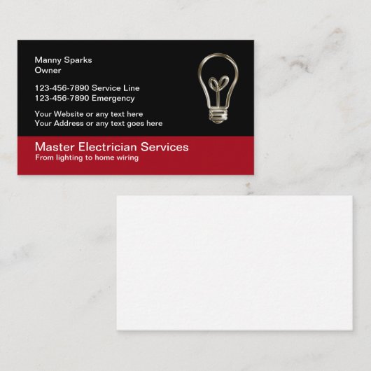 電気技師のユニークなデザイン 名刺 (正面/裏面)