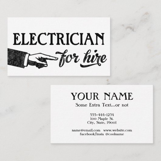 電気技師の名刺 – カッコいいヴィンテージ 名刺 (正面/裏面)