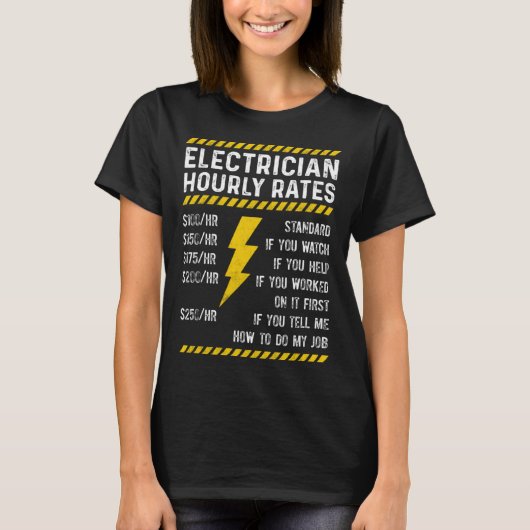 電気技師の時給 電気技師 ラインマン Tシャツ (正面)