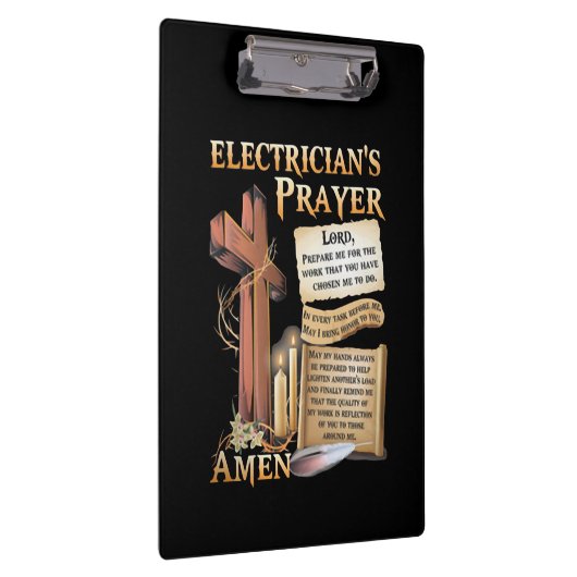 電気技師の祈りの言葉アーメン クリップボード (右)