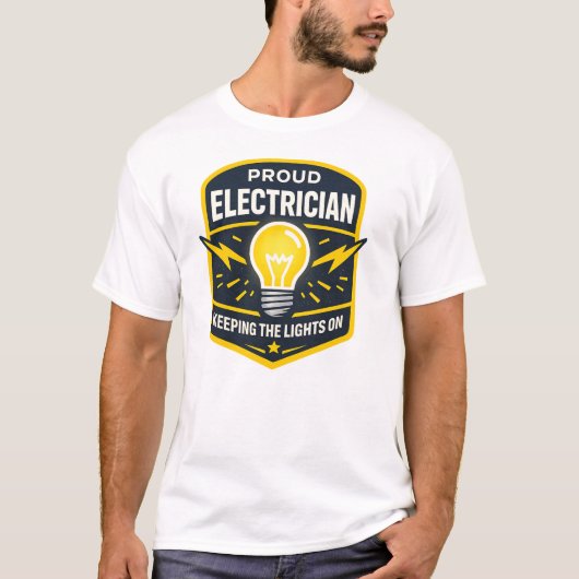 電気技師の誇り 電気をつけ続けるシャツ Tシャツ (正面)