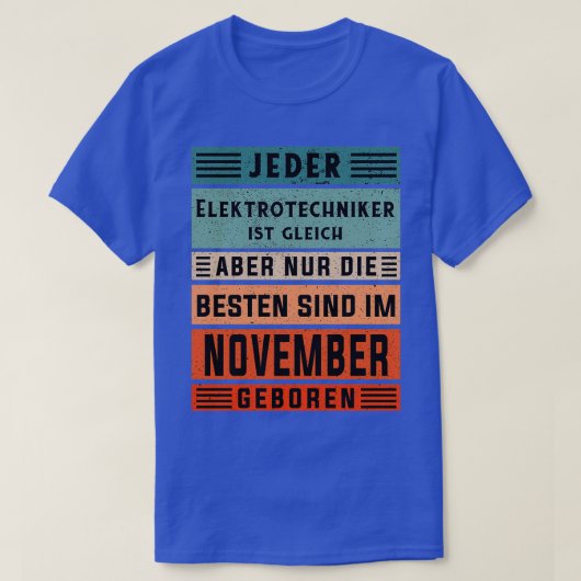 電気技師の誕生日11月生まれ電気縁起 Tシャツ (デザイン正面)