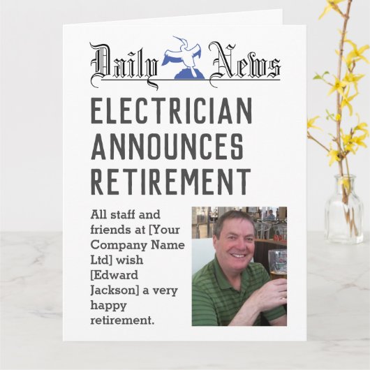 電気技師の退職者カードを個人用に設定 カード (黄色い花)