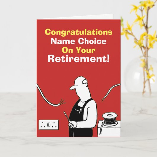 電気技師の退職 カード (黄色い花)