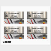 電気技師の金属の手元商人の名刺 長方形シール (シート)