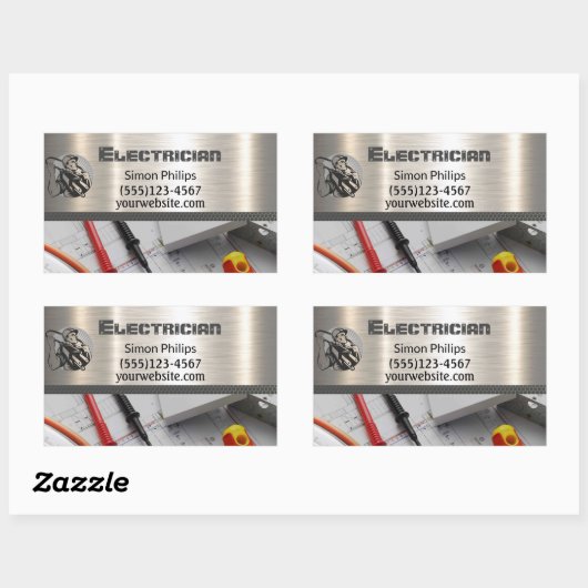 電気技師の金属の手元商人の名刺 長方形シール (シート)