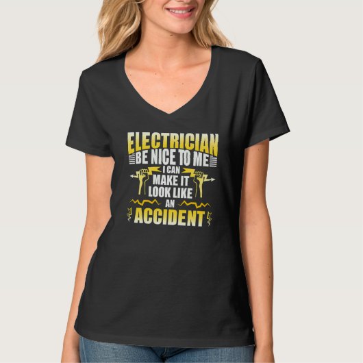 電気技師の電気作業者衣装エンジニア Tシャツ (正面)