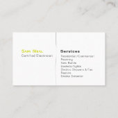 電気技師の電球のロゴのデザインの名刺 名刺 (裏面)