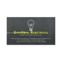 電気技師の電球のロゴのデザインの名刺