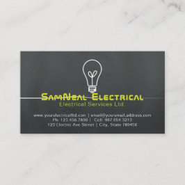 電気技師の電球のロゴのデザインの名刺 名刺
