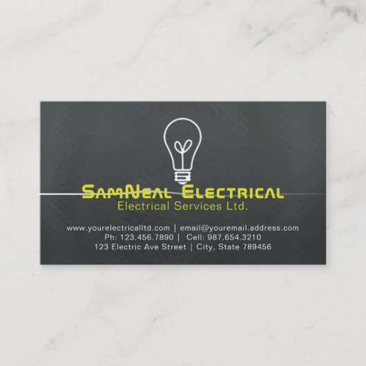 電気技師の電球のロゴのデザインの名刺 名刺 (正面)