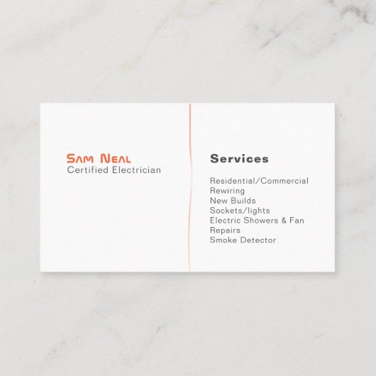 電気技師の電球のロゴのデザイン 名刺 (裏面)