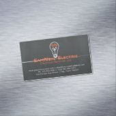 電気技師の電球のロゴの磁石の名刺 マグネット名刺 (インサイチュ)