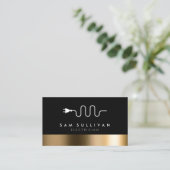 電気技師はっきりしたブラック金ゴールド名刺 名刺 (スタンド正面)