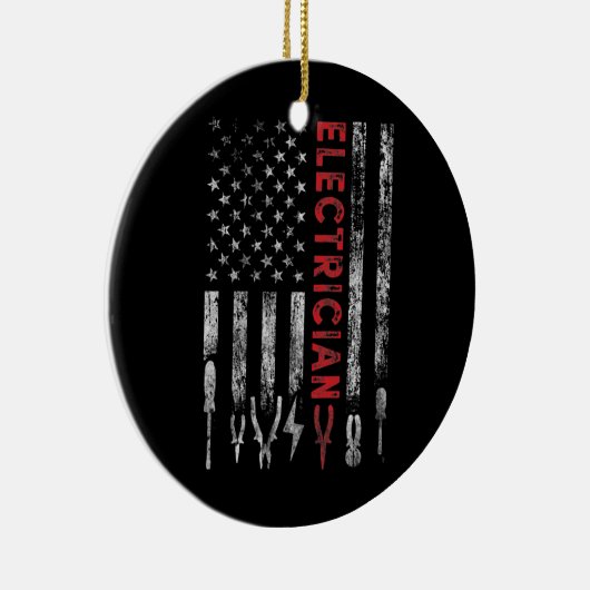 電気技師アメリカ国旗おもしろい国 セラミックオーナメント (右)