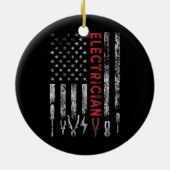 電気技師アメリカ国旗おもしろい国 セラミックオーナメント (裏面)