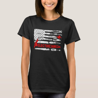 電気技師アメリカ国旗の電気技師 Tシャツ