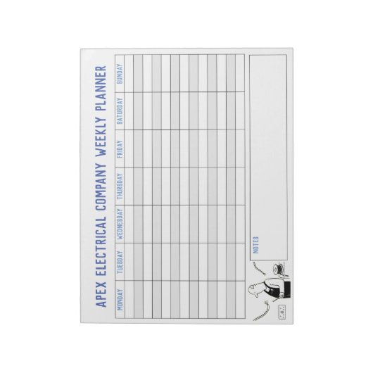 電気技師ウィークリープランナー。タイトルパーソナライズされた。 ノートパッド (回転)