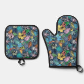 電気技師ギフト – メンズオーブンミット – ハワイアンプリント 鍋つかみ&鍋敷きセット (正面)