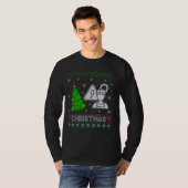 電気技師クリスマスツリー照明醜いキリスト Tシャツ (正面フル)