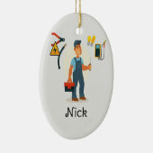 電気技師クリスマス飾パーソナライズされたり選、 セラミックオーナメント (右)