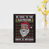 電気技師サンタが見ている人に親切に – Chr カード (黄色い花)