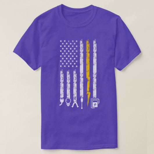 電気技師シャツ電気技師USフラッグツールエレクトラ Tシャツ (デザイン正面)