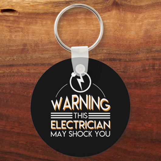 電気技師ショックユーおもしろいメンズワイシャツ キーホルダー (正面)