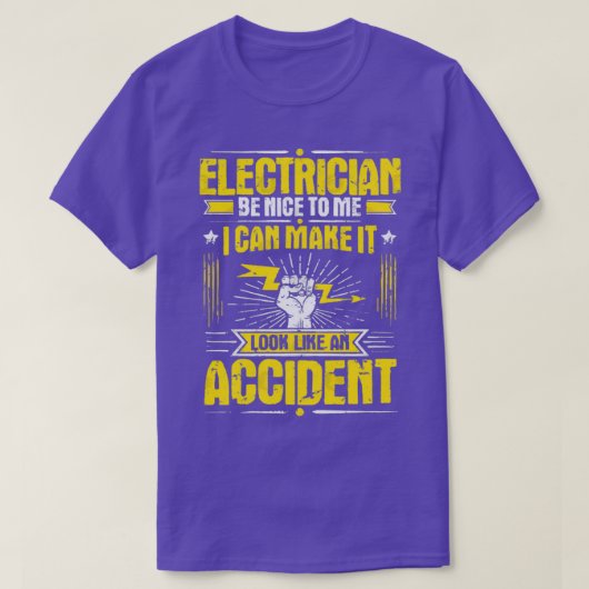電気技師スパーキー電気労働者の事故ギフト Tシャツ (デザイン正面)