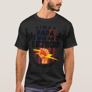 電気技師パパアメリカ国旗パトリオ Tシャツ