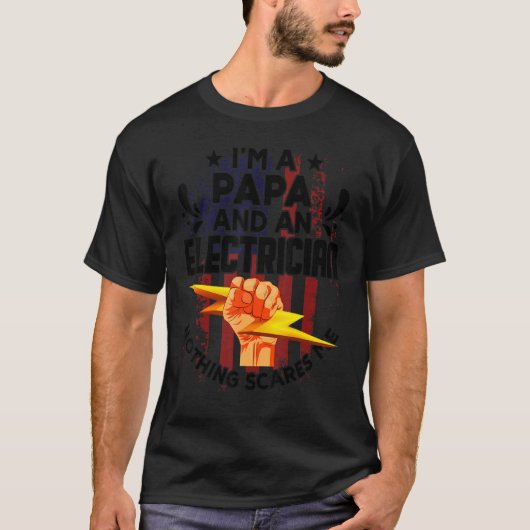 電気技師パパアメリカ国旗パトリオ Tシャツ (正面)