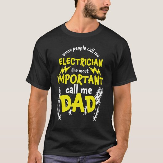 電気技師パパ電気工芸電気工E Tシャツ (正面)