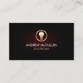 電気技師ホーム修復電球アイコン赤いグロー 名刺 (正面)