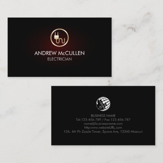 電気技師ホーム修理電気プラグアイコン 名刺 (正面/裏面)