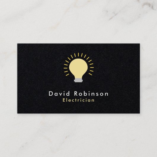 電気技師ライトバルブブラウンラグジュアリーブラック 名刺 (正面)