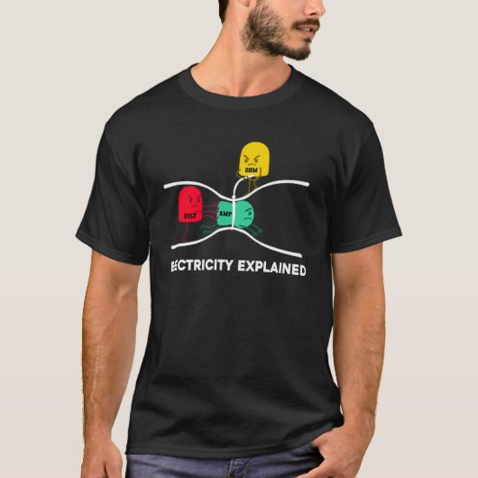 電気技師ラインマンの説明 Tシャツ (正面)