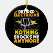 電気技師リタイア男性へート女子退職した セラミックオーナメント (正面)