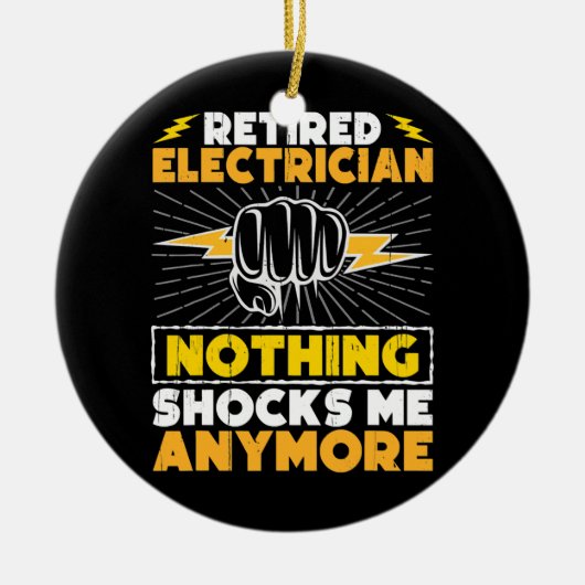 電気技師リタイア男性へート女子退職した セラミックオーナメント (正面)