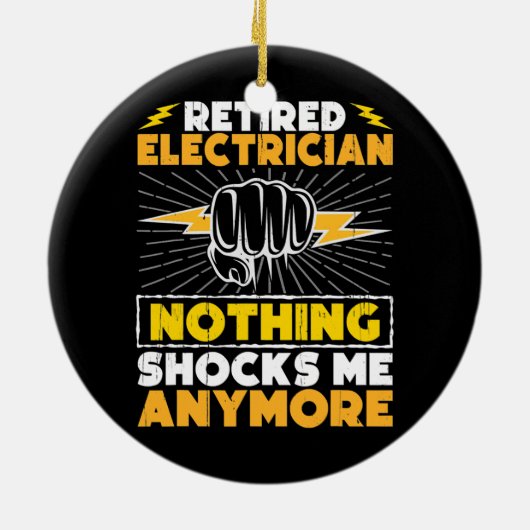 電気技師リタイア男性へート女子退職した セラミックオーナメント (裏面)