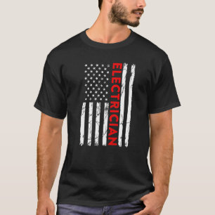 電気技師ヴィンテージ米国国旗のエおもしろいンジン Tシャツ