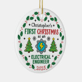 電気技師初めてのクリスマスカスタム セラミックオーナメント (右)