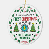 電気技師初めてのクリスマスカスタム セラミックオーナメント (左)